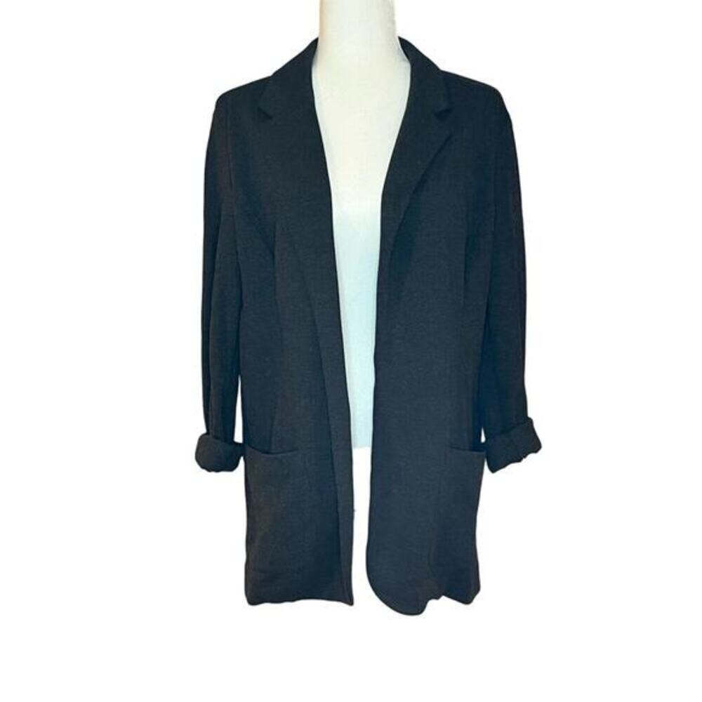 J.Jill Ponte Dark Gray Open‎ Front Cardigan Jacket Women’s Large Petite (c-65)